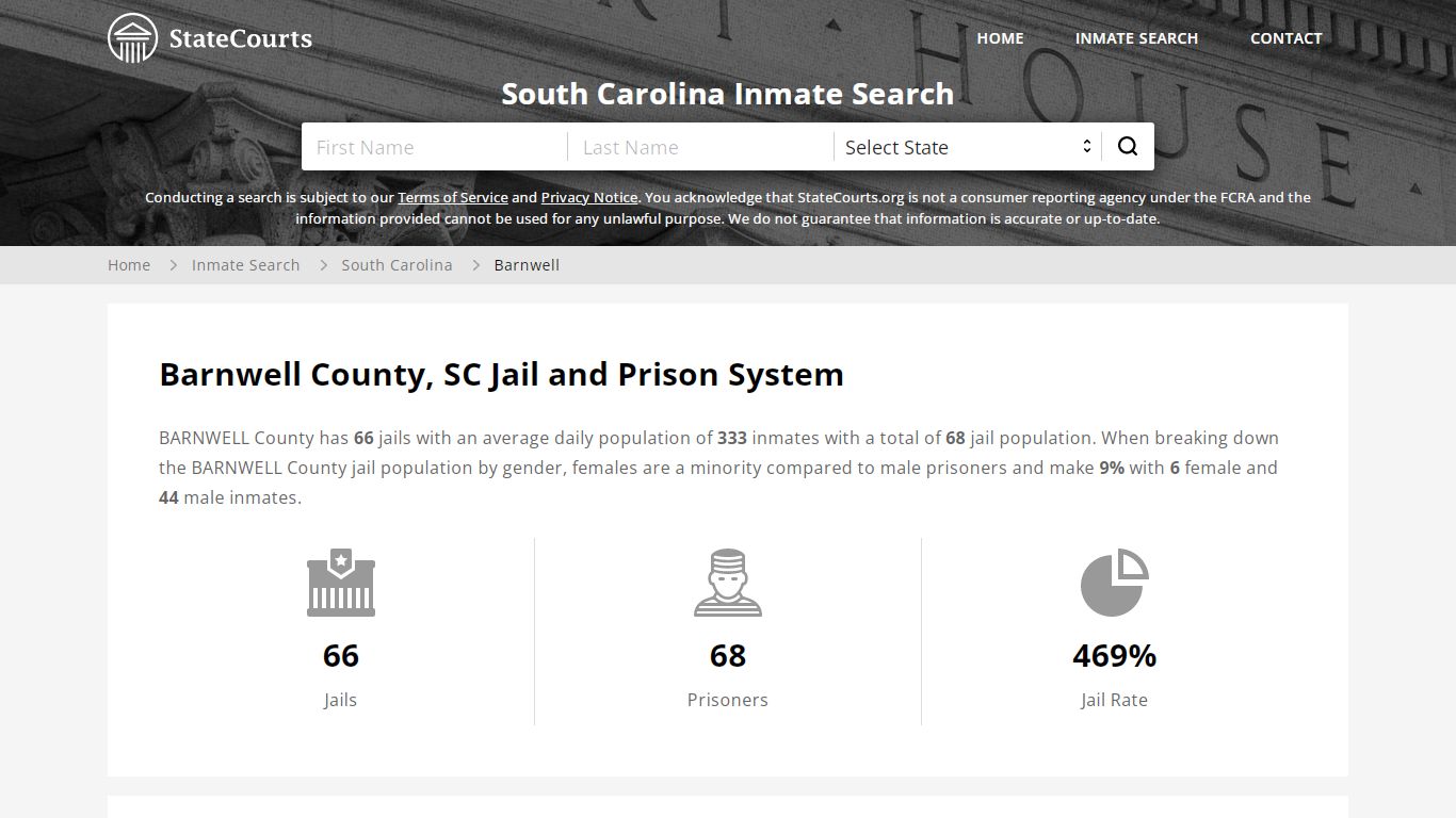 Barnwell County, SC Inmate Search - StateCourts