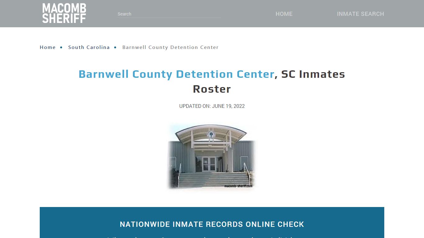 Barnwell County Detention Center, SC Jail Roster, Name Search