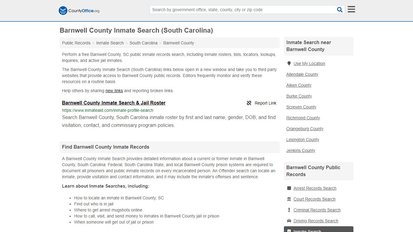 Inmate Search - Barnwell County, SC (Inmate Rosters ...